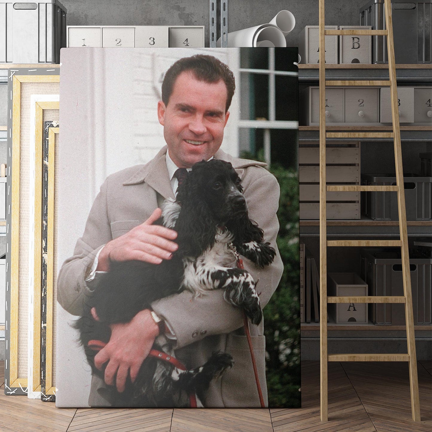 Richard Nixon With His Dog Checkers