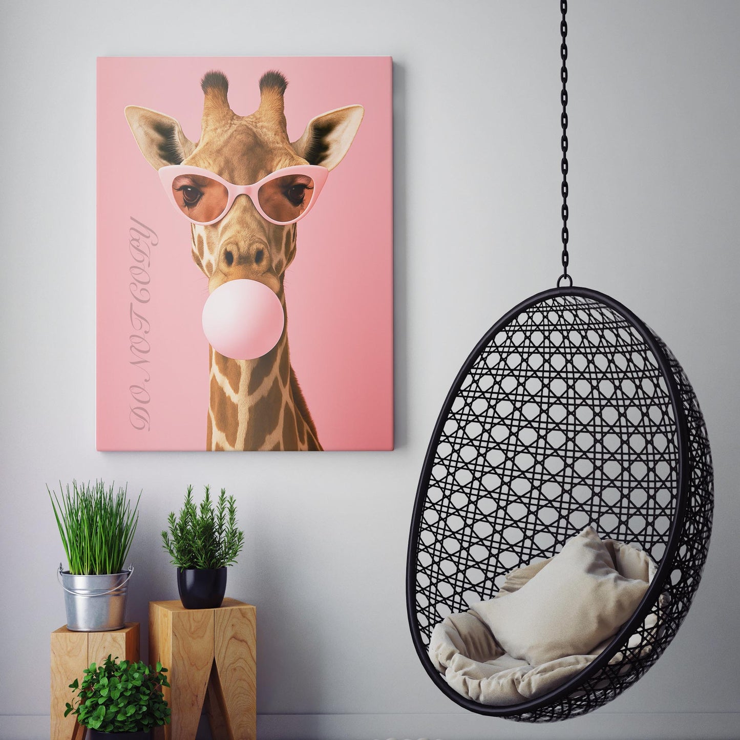 Giraffe Pink Sunglasses Blowing Bubble Gum