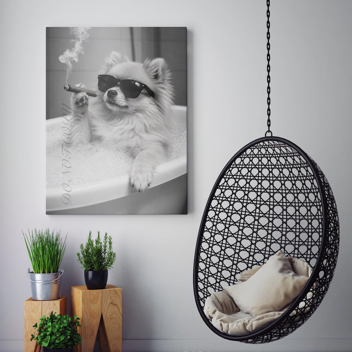 Pomeranian Dog Bathtub Cigar