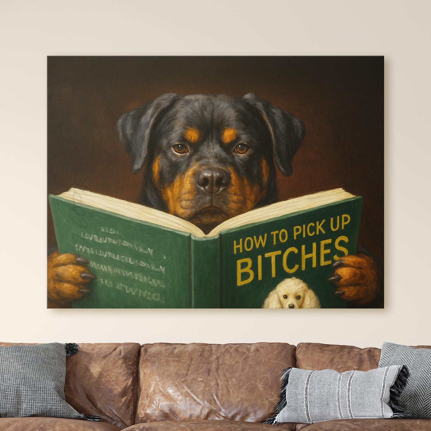 Rottweiler Dog Reading Dating Book