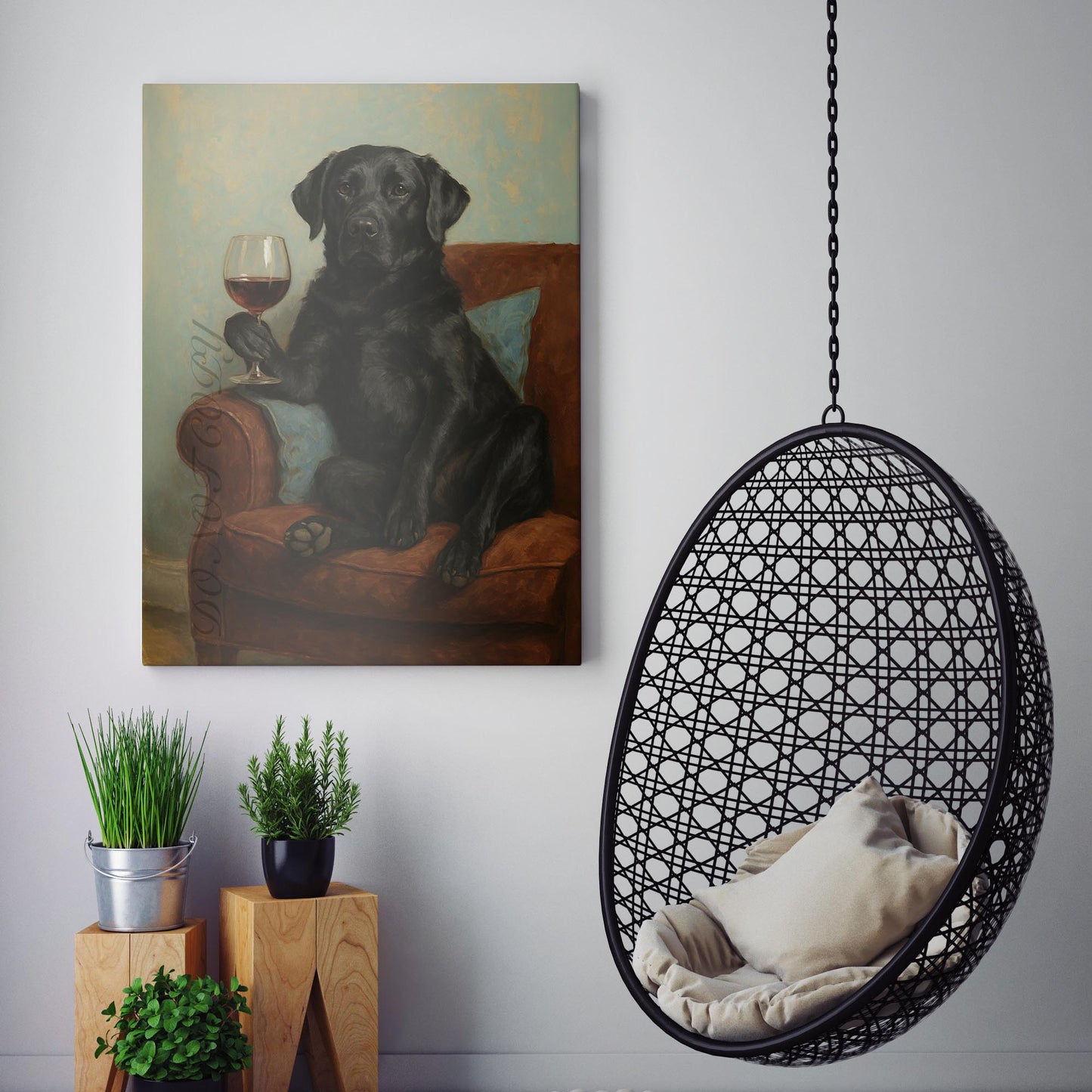 Black Labrador Dog With A Glass Of Wine