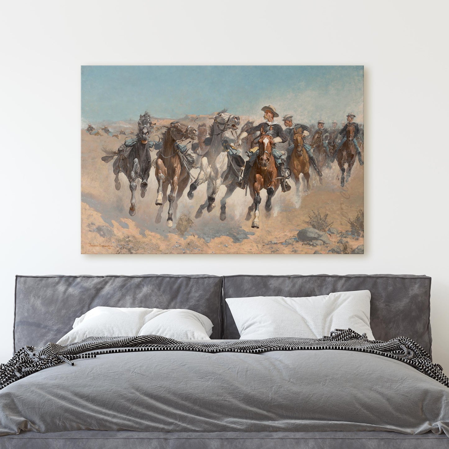 Dismounted The Fourth Troopers Moving the Led Horses 1890 by Frederic Remington