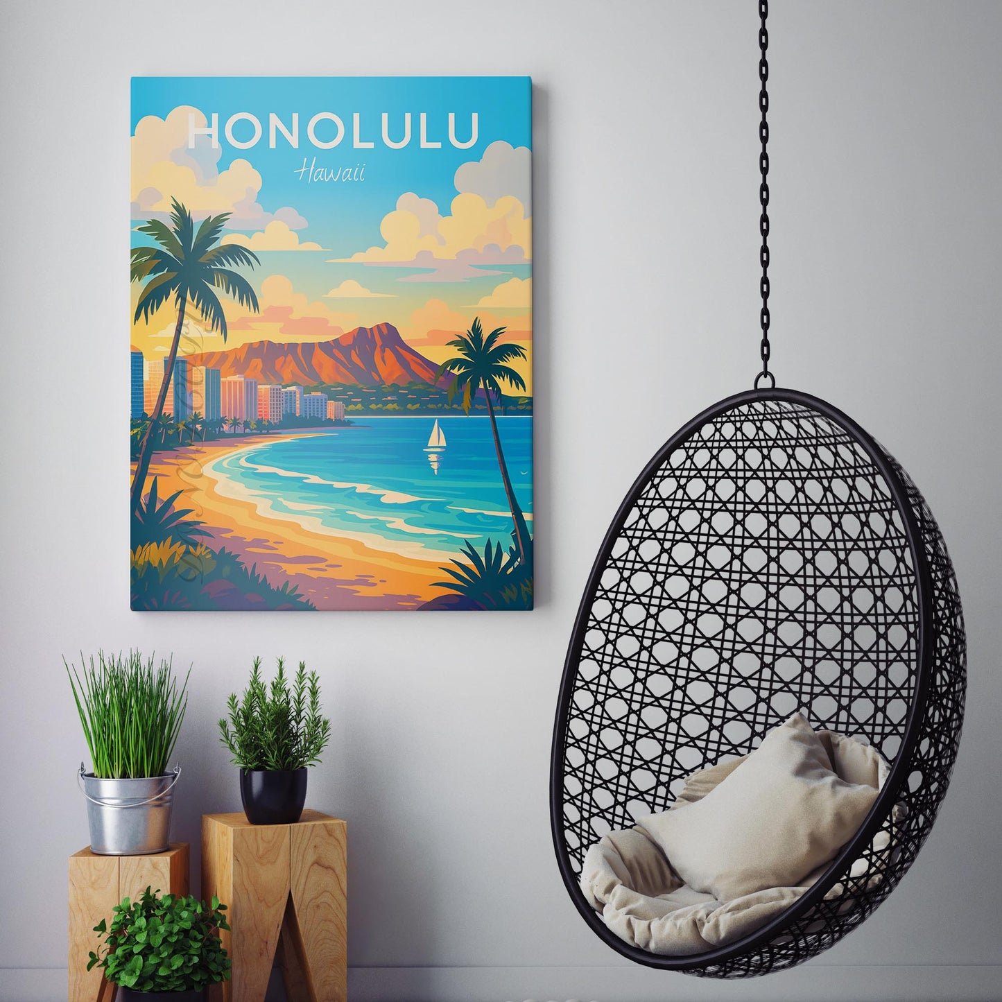 Honolulu Hawaii Travel Poster