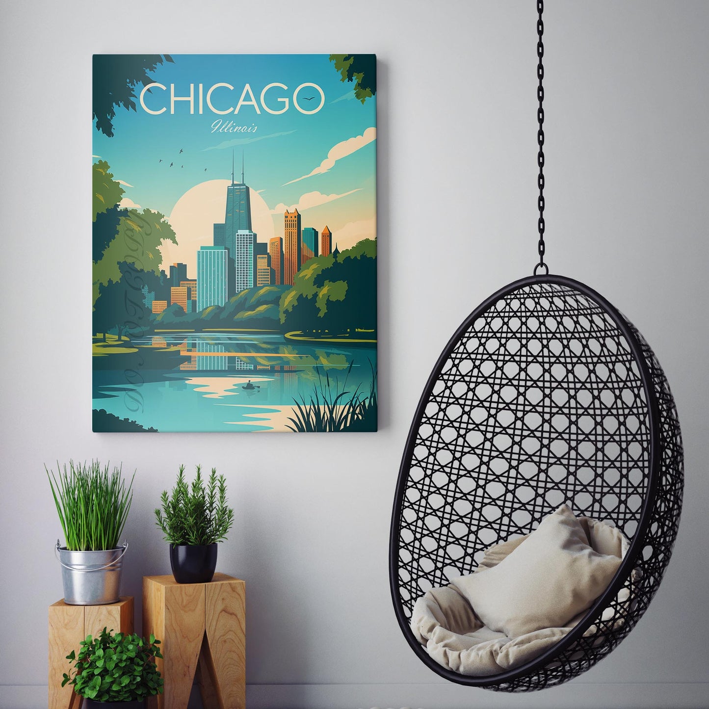 Chicago Illinois Vintage Travel Poster