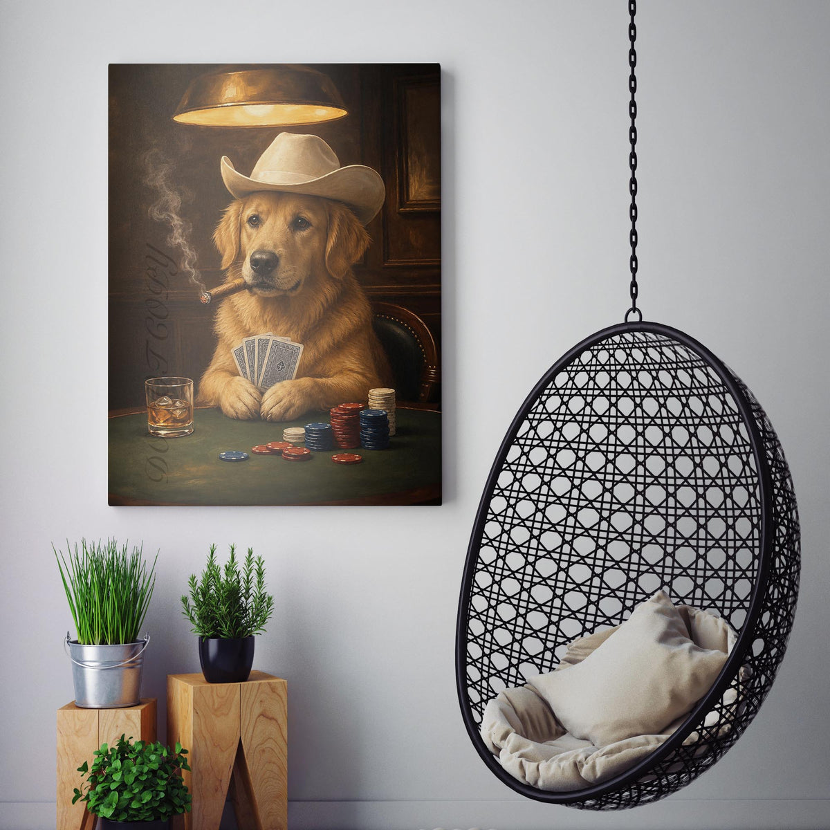Golden Retriever Dog Playing Cards