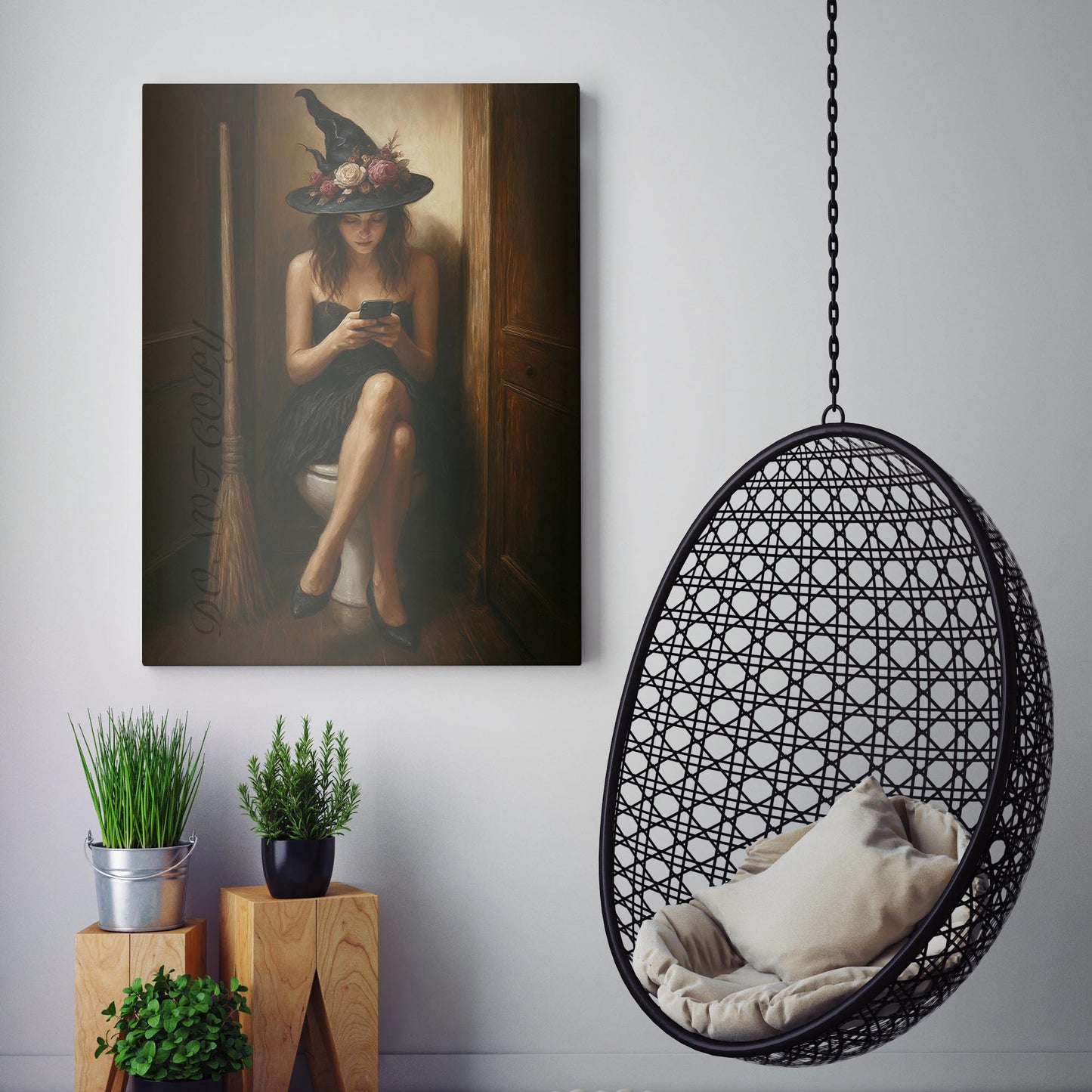 Witch On The Phone On The Toilet