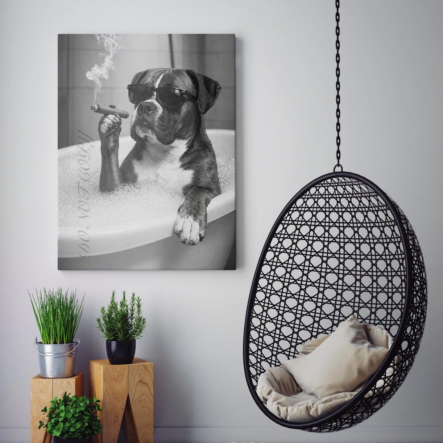 Boxer Dog Bathtub Cigar