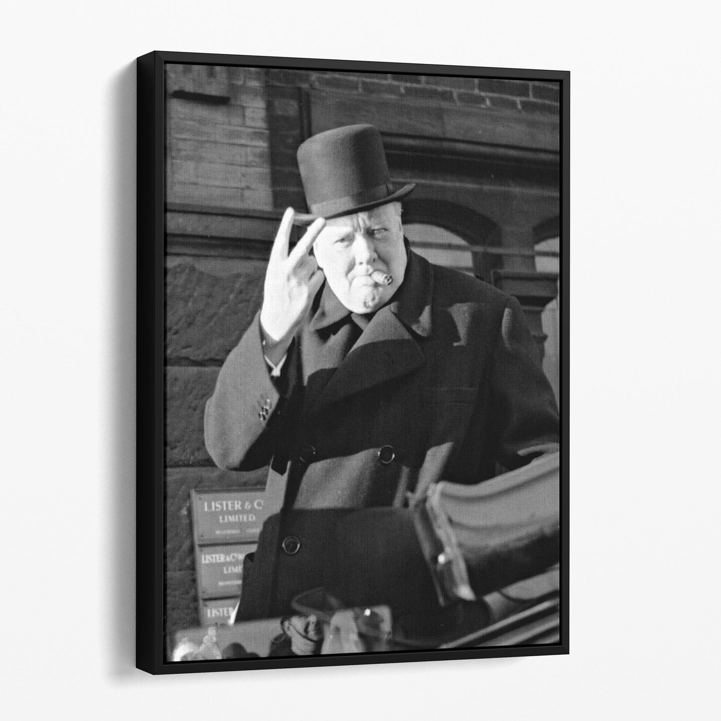 Winston Churchill V Sign Smoking Cigar