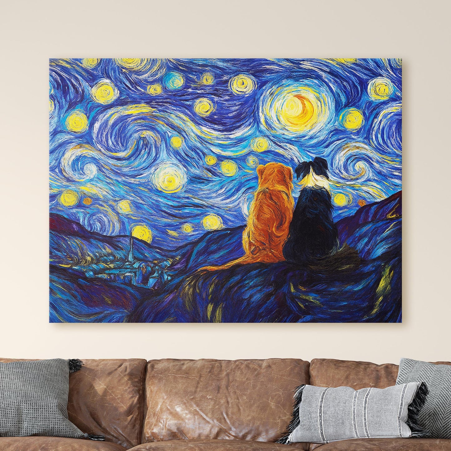 Dogs Over A Starry Night Van Gogh