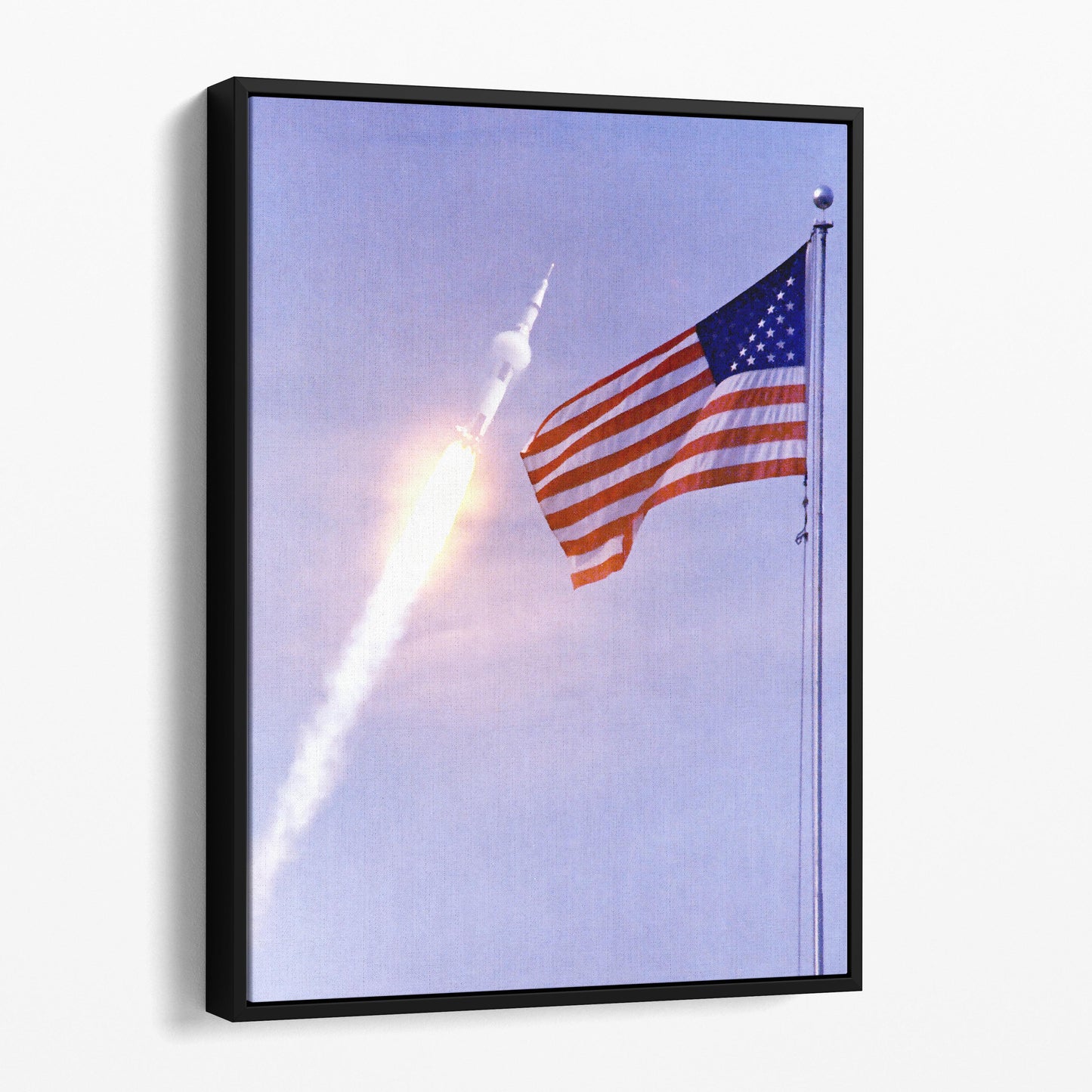 Apollo 11 Saturn V Launch Over USA Flag