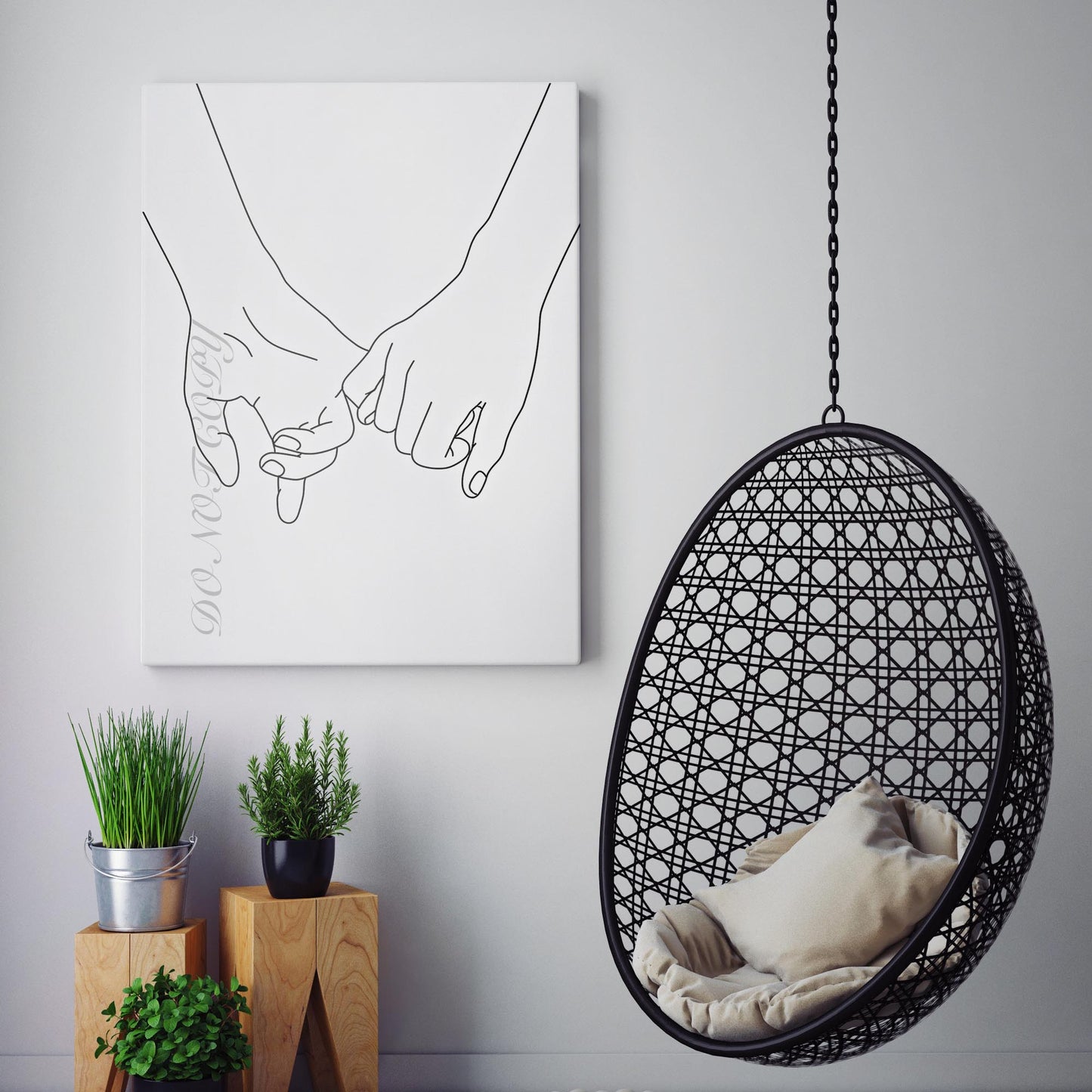 Fingers Touching Line Art