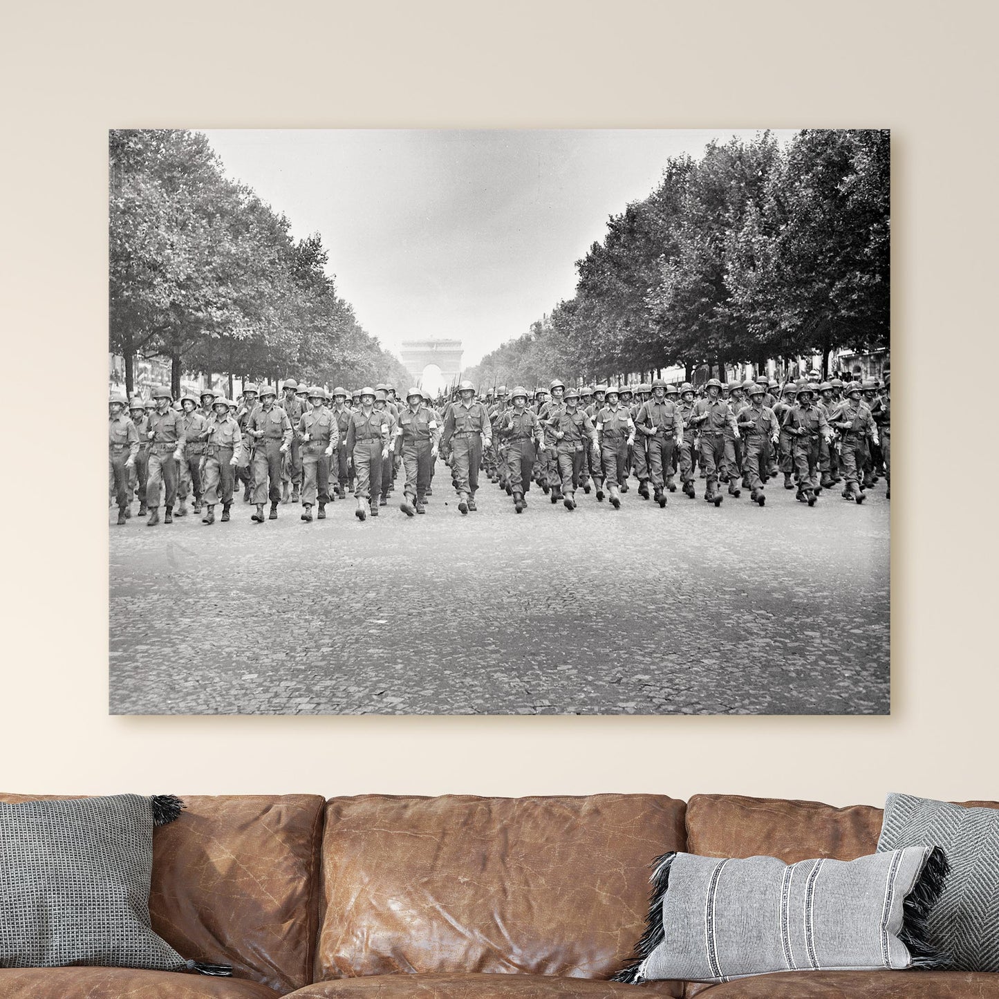 American Troops March Down The Champs Elysees, Paris World War Two