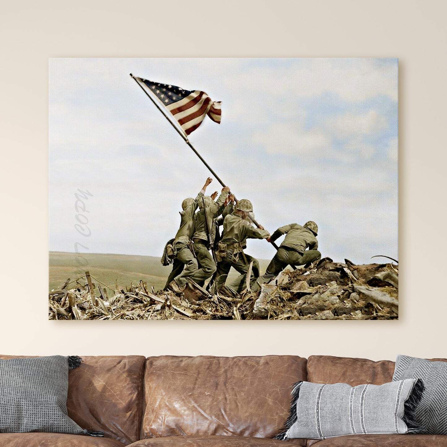 Raising The Flag On Iwo Jima In Color