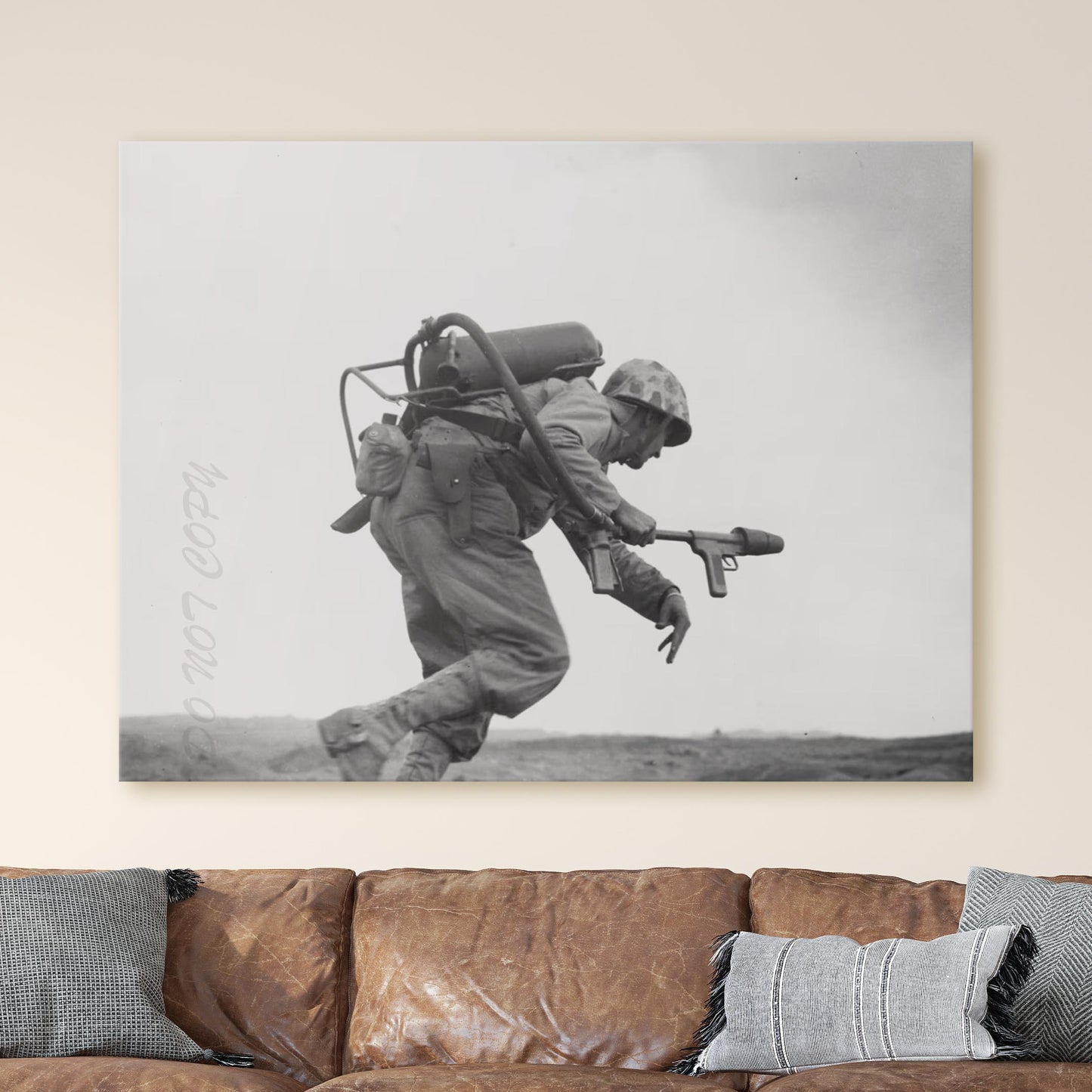 A U.S. Marine With Flamethrower in Iwo Jima, World War Two