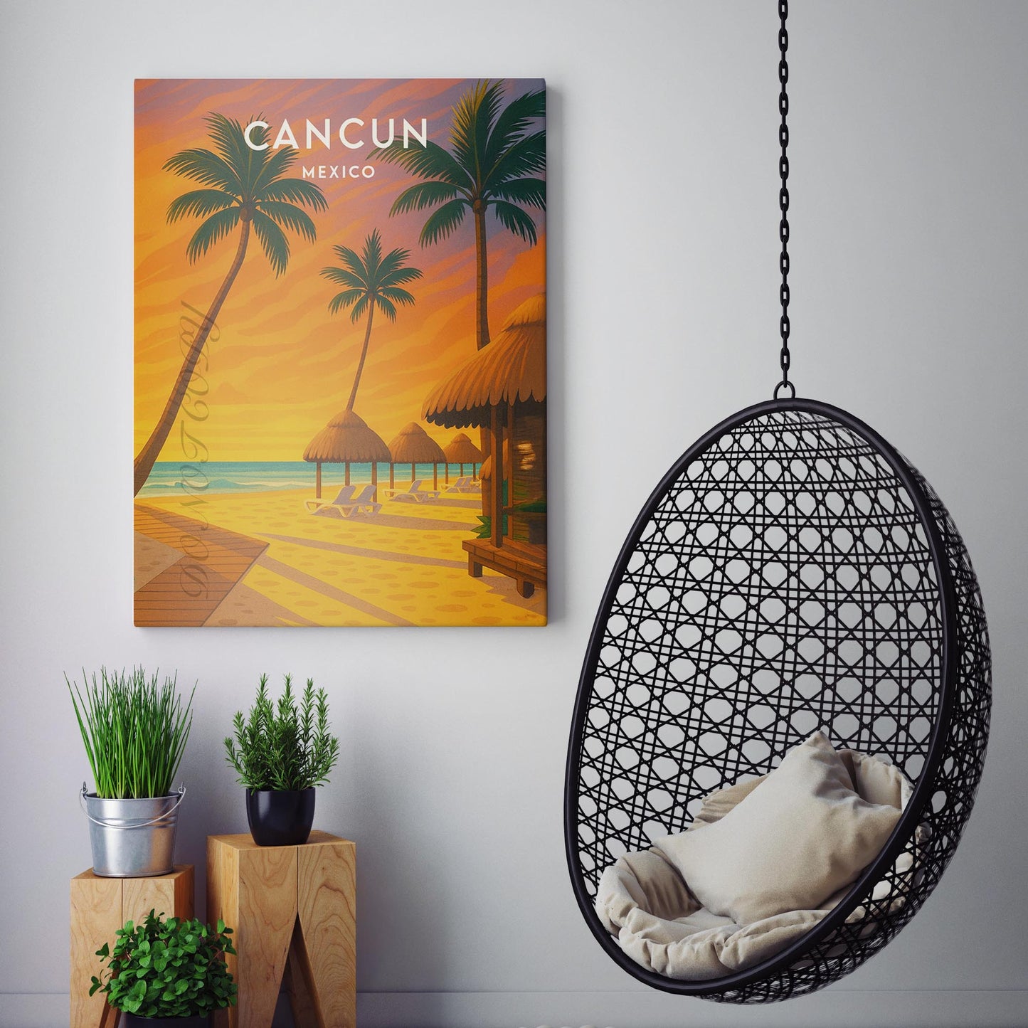 Cancun Mexico Vintage Travel Poster