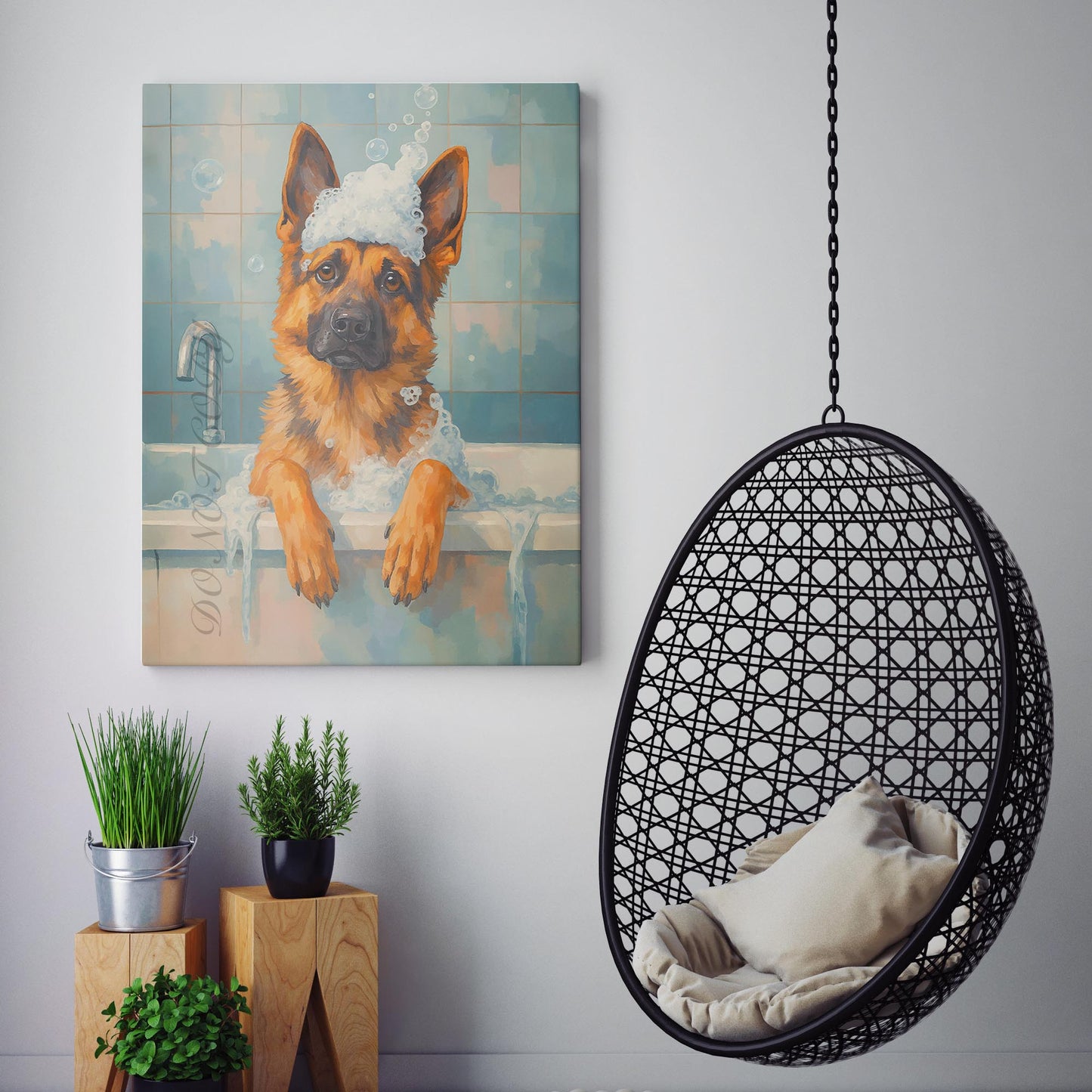 German Shepherd Dog Bathtub Bubble Bath