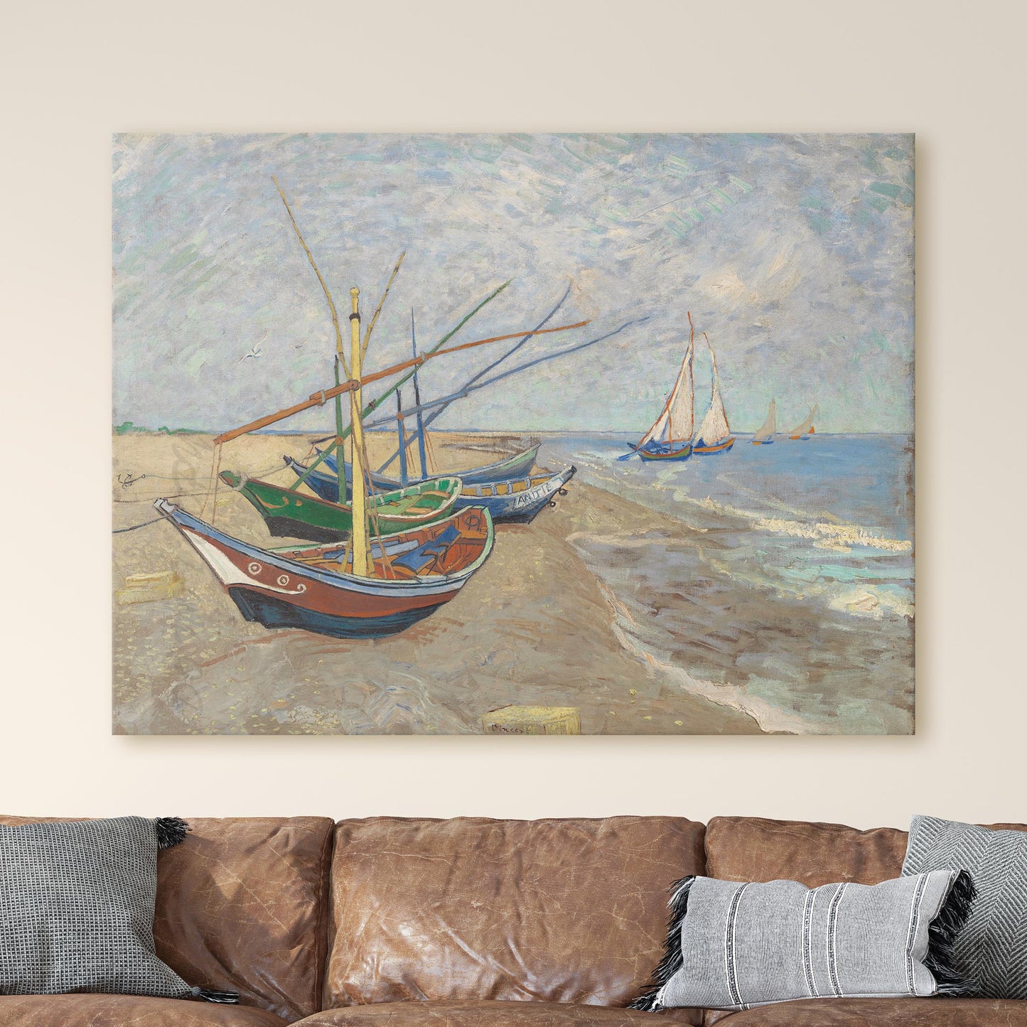 Fishing Boats on the Beach at Saintes-Maries-de-la-Mer by Van Gogh