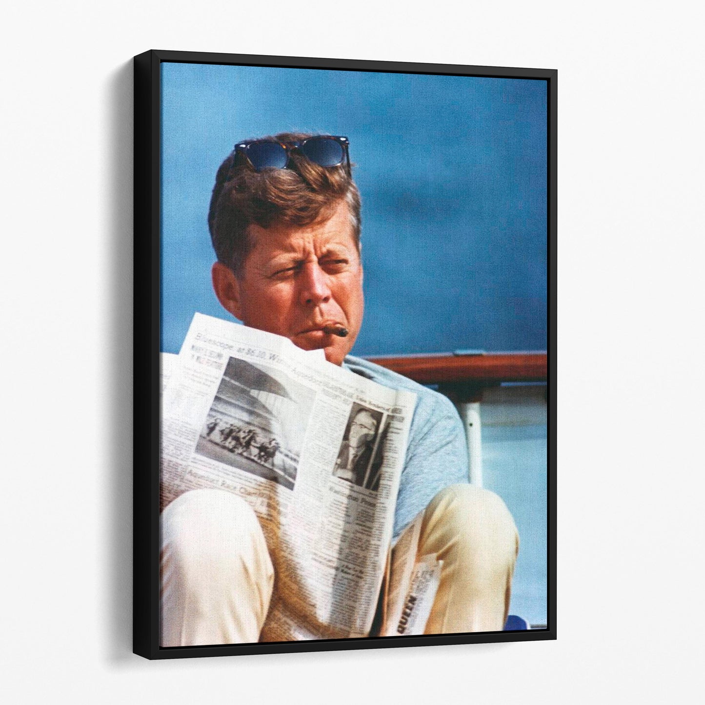 JFK Smoking A Cigar Reading The Newspaper