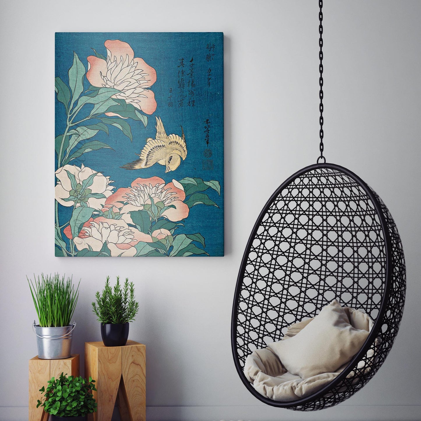 Peonies And Canary, c.1833 by Hokusai