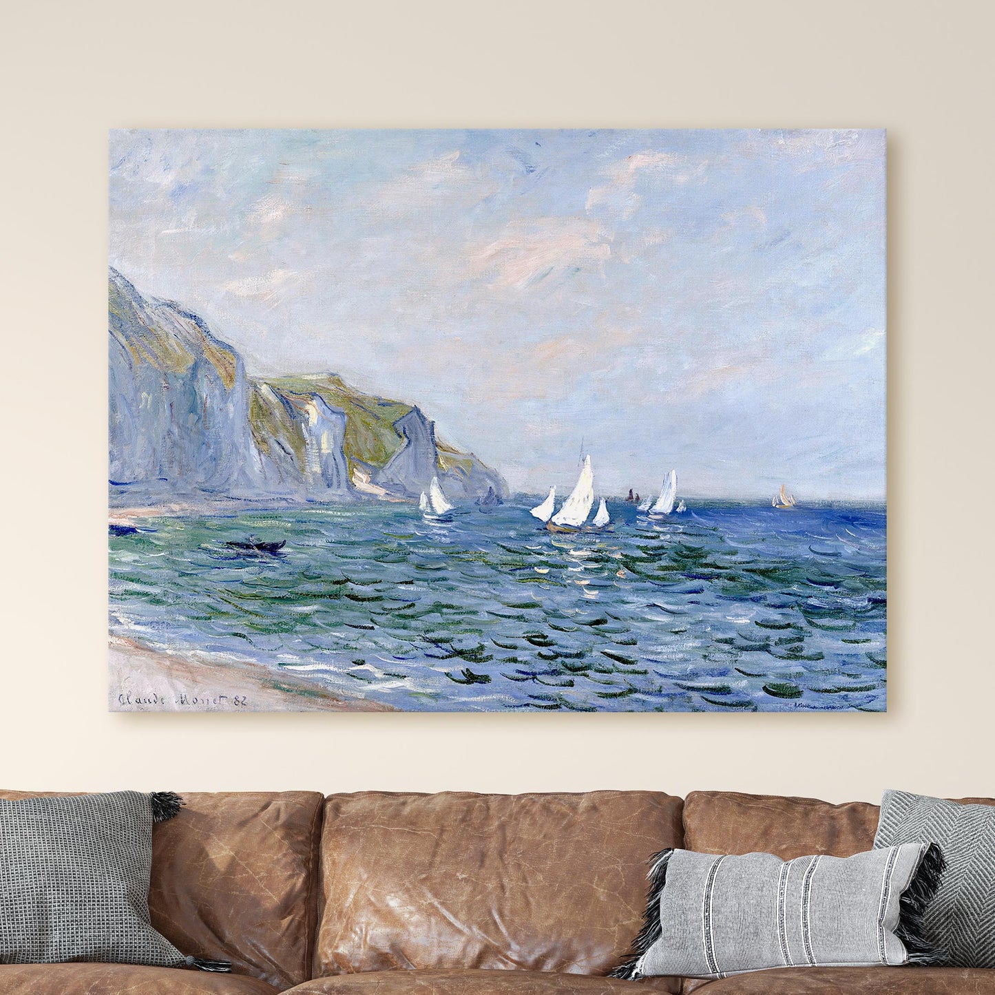 Cliffs and Sailboats at Pourville by Claude Monet