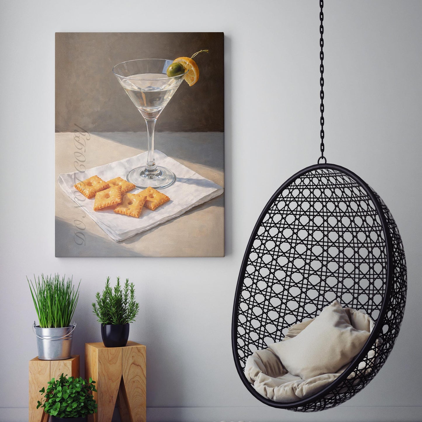 Martini with Cheese Snacks