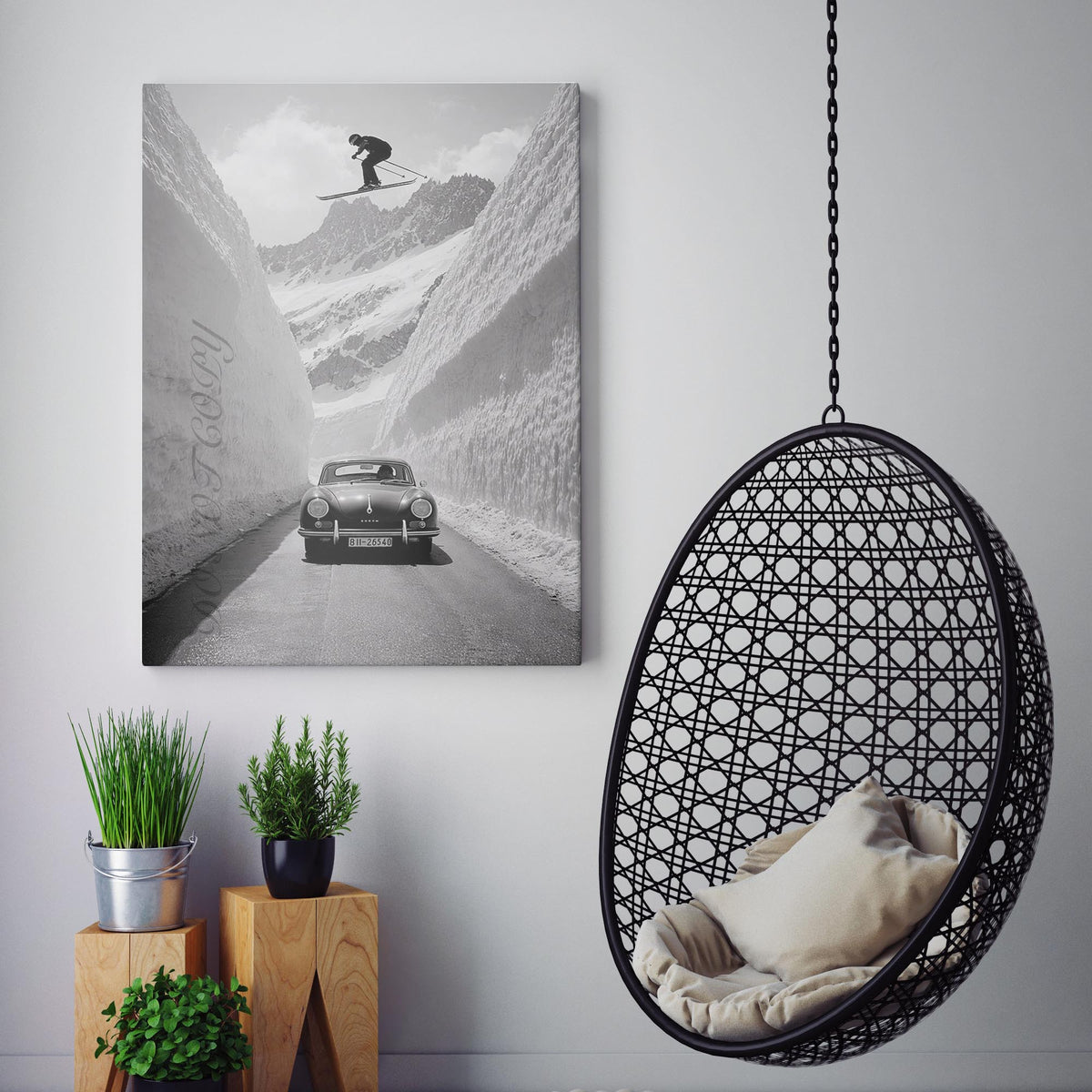 Skiing Over A Sports Car