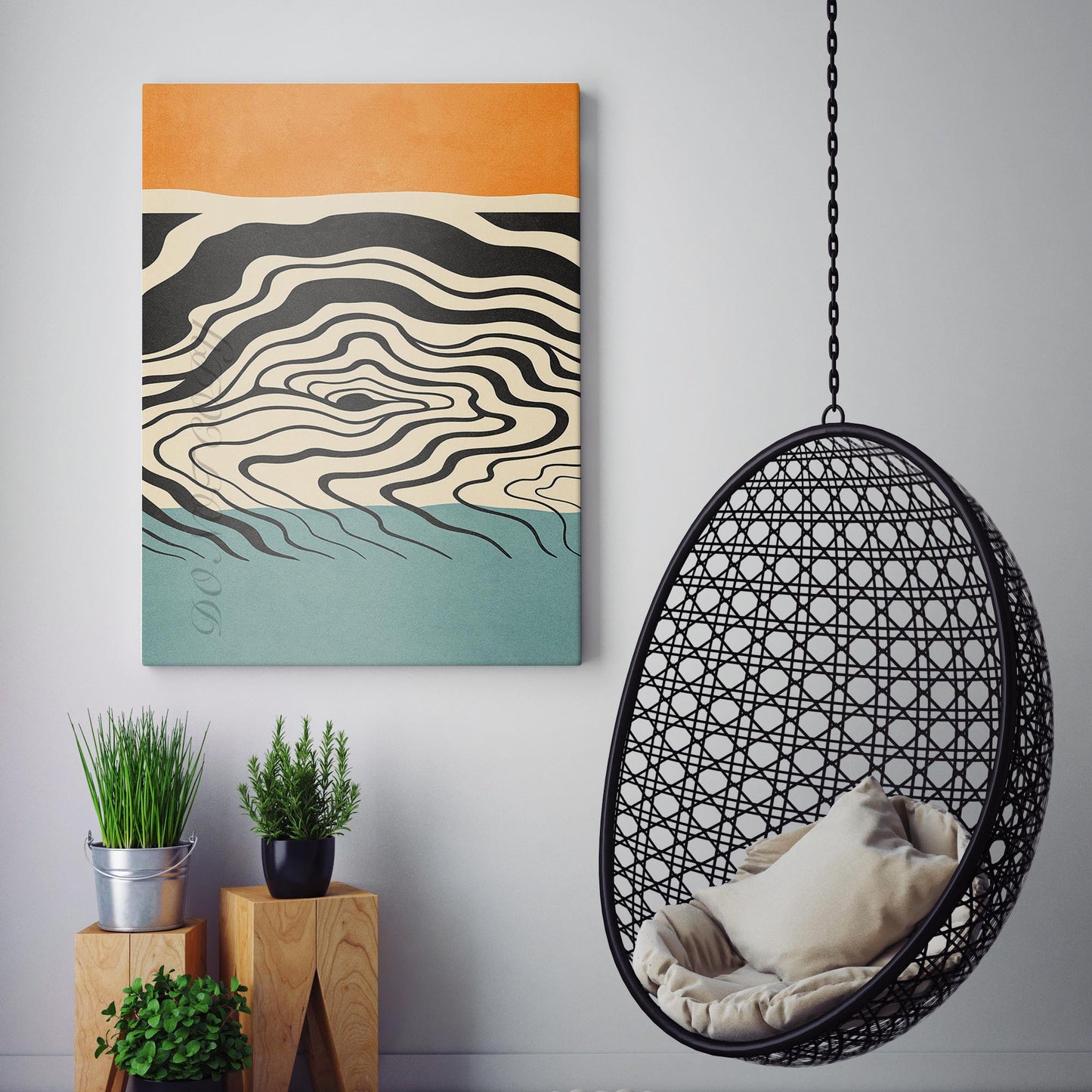 Mid Century Orange & Blue