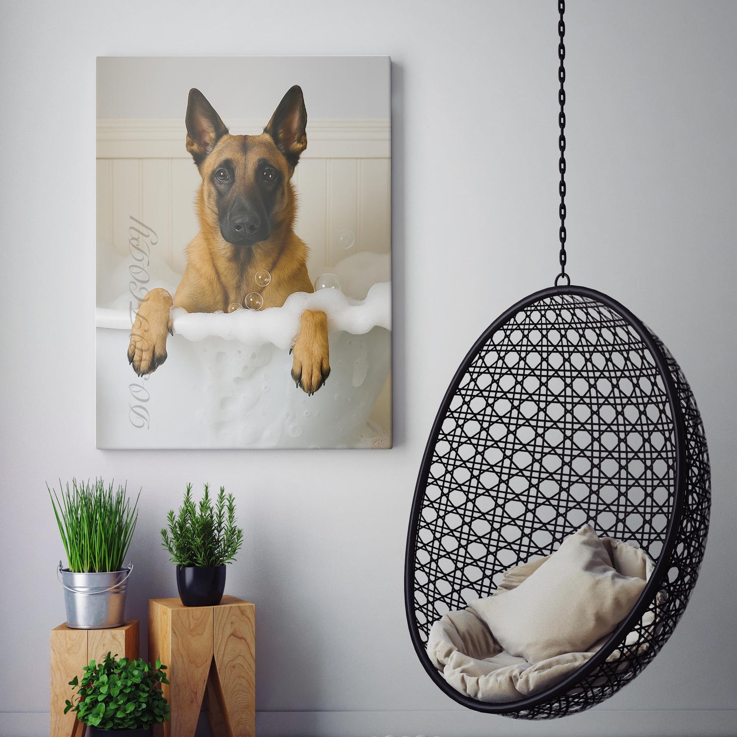 Belgian Malinois Dog Bubble Bath