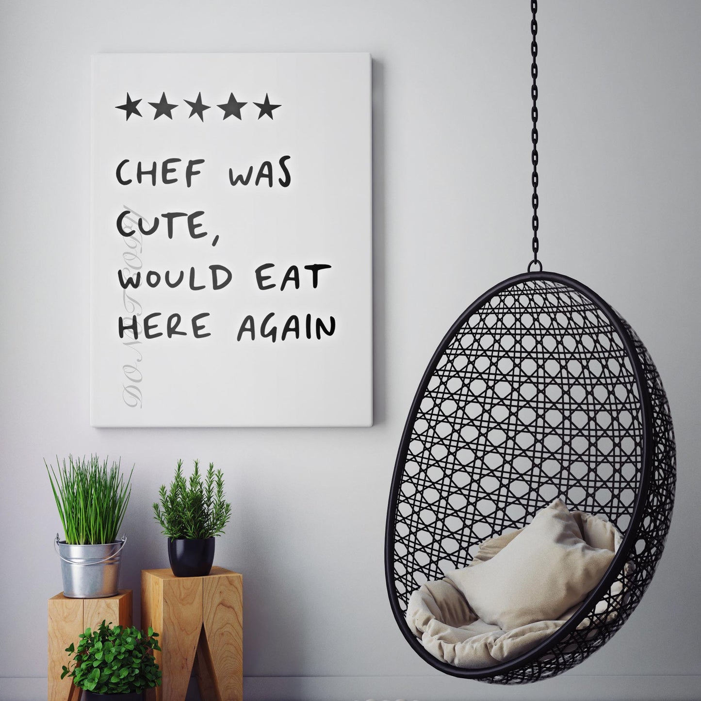 Chef Was Cute Would Eat Here Again Kitchen Wall Sign II