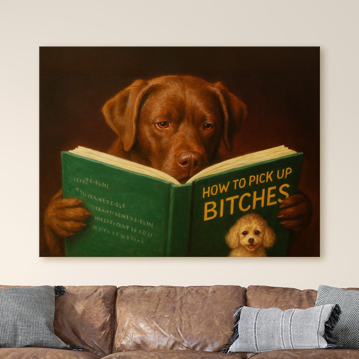 Chocolate Labrador Dog Reading Dating Book