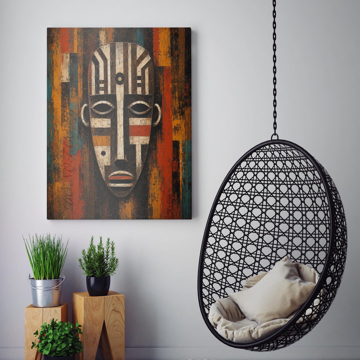 Ember and Teal Guardian - African Mask