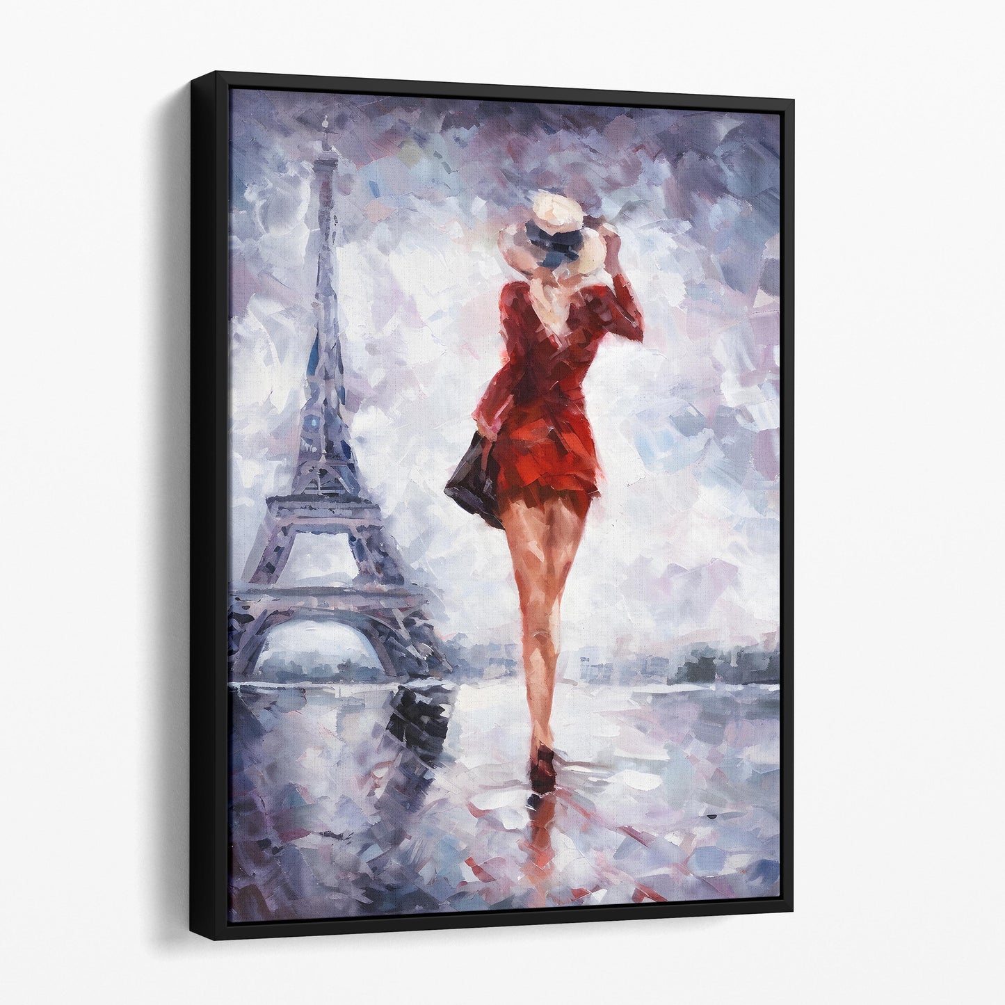 Girl In Red Dress by Eiffel Tower