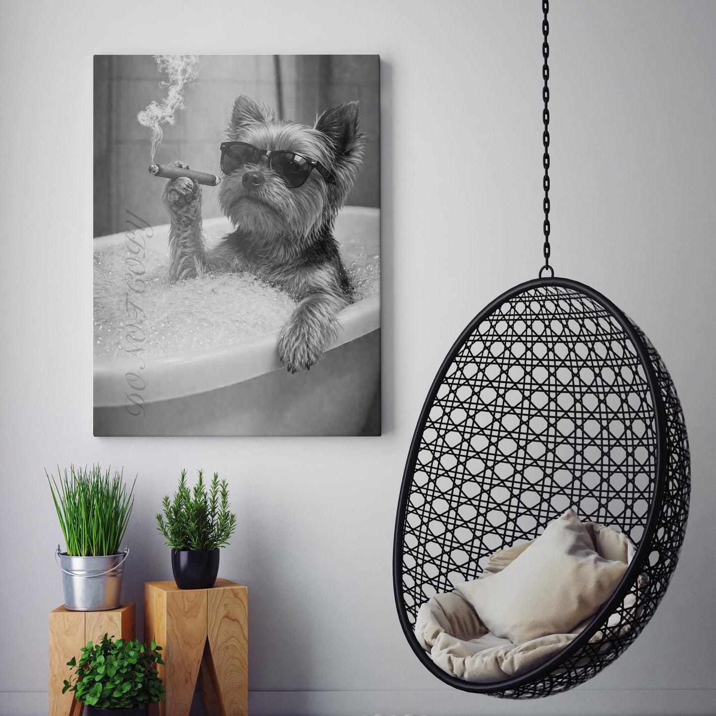 Yorkshire Terrier Dog Bathtub Cigar