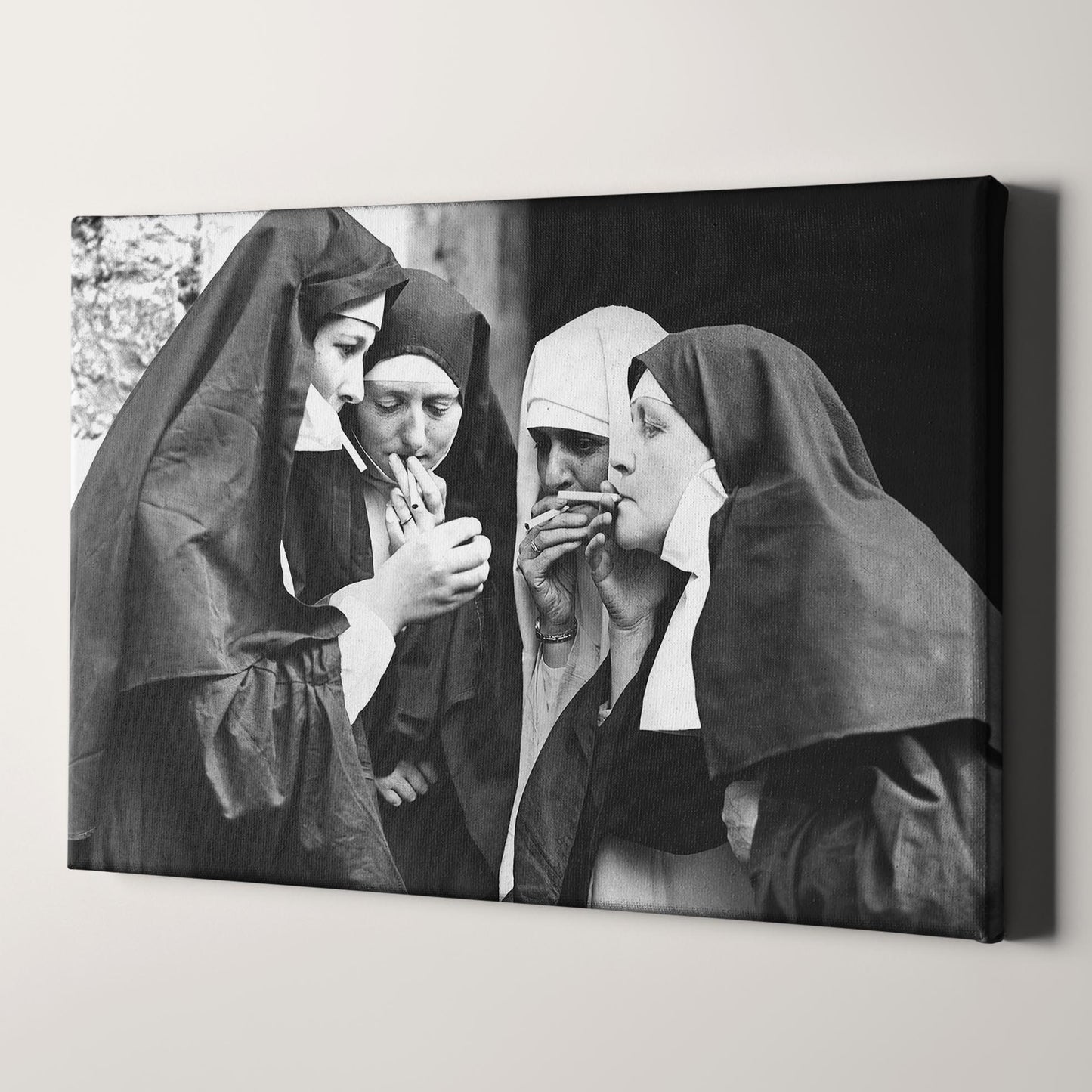 Nuns Smoking Cigarettes Iconic Pictures 1900s Canvas Wall Art Prints – Big Canvas Art Prints