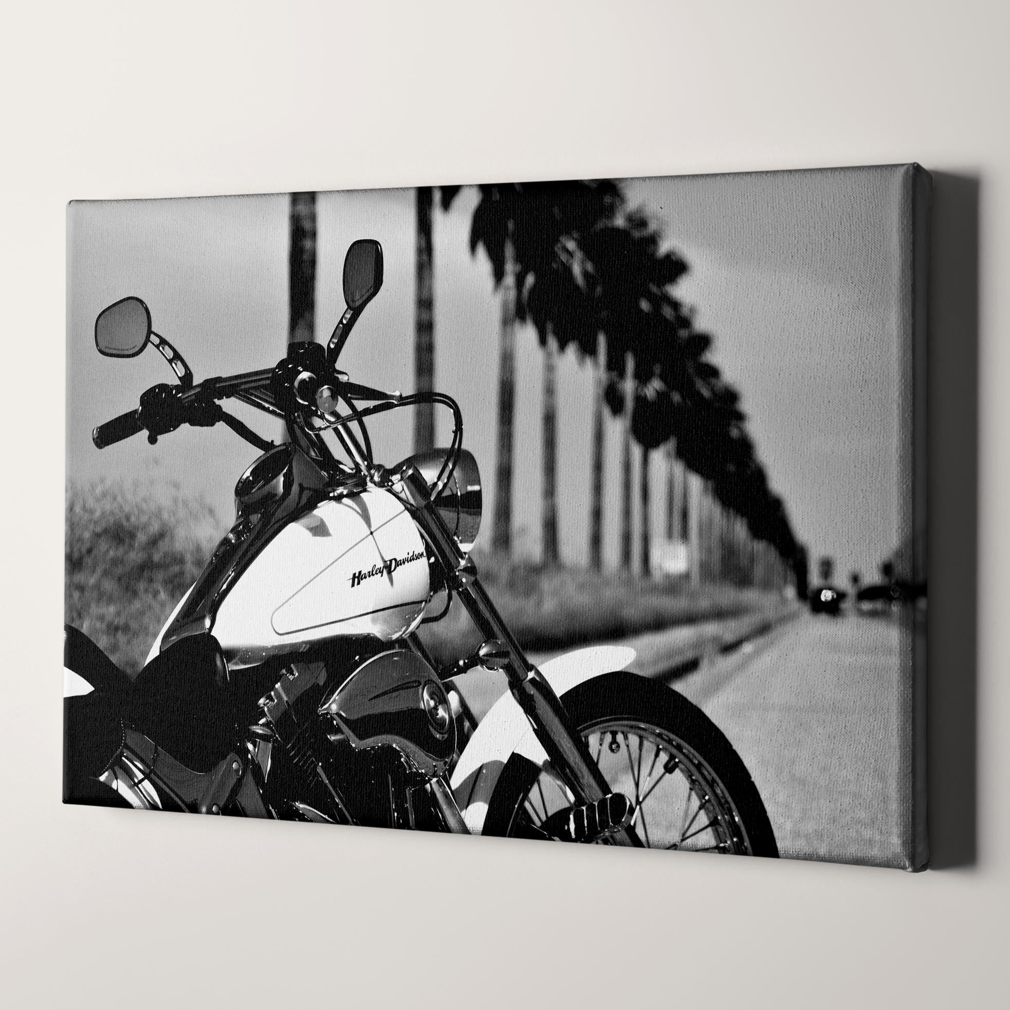 Harley Davidson Palm Trees Motorcycle Canvas Wall Art Prints – Big ...