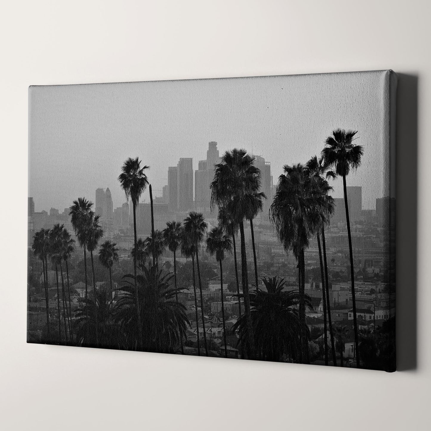 Los Angeles Downtown Skyline Palm Trees Vintage California