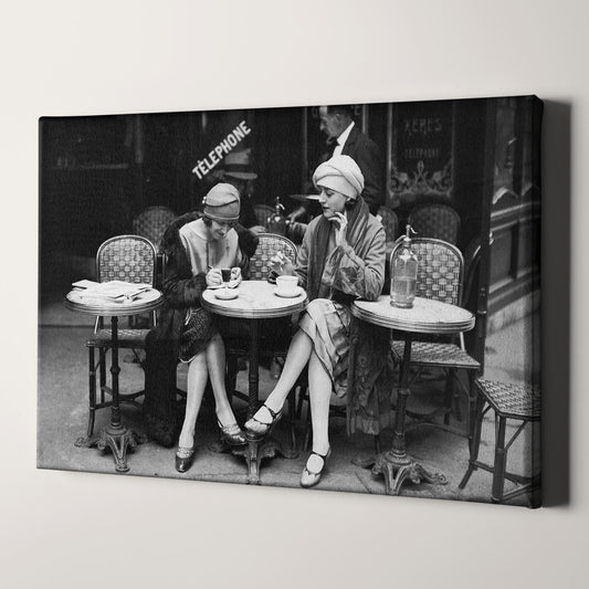 Paris Cafe Flapper Girls Having Coffee 1920s