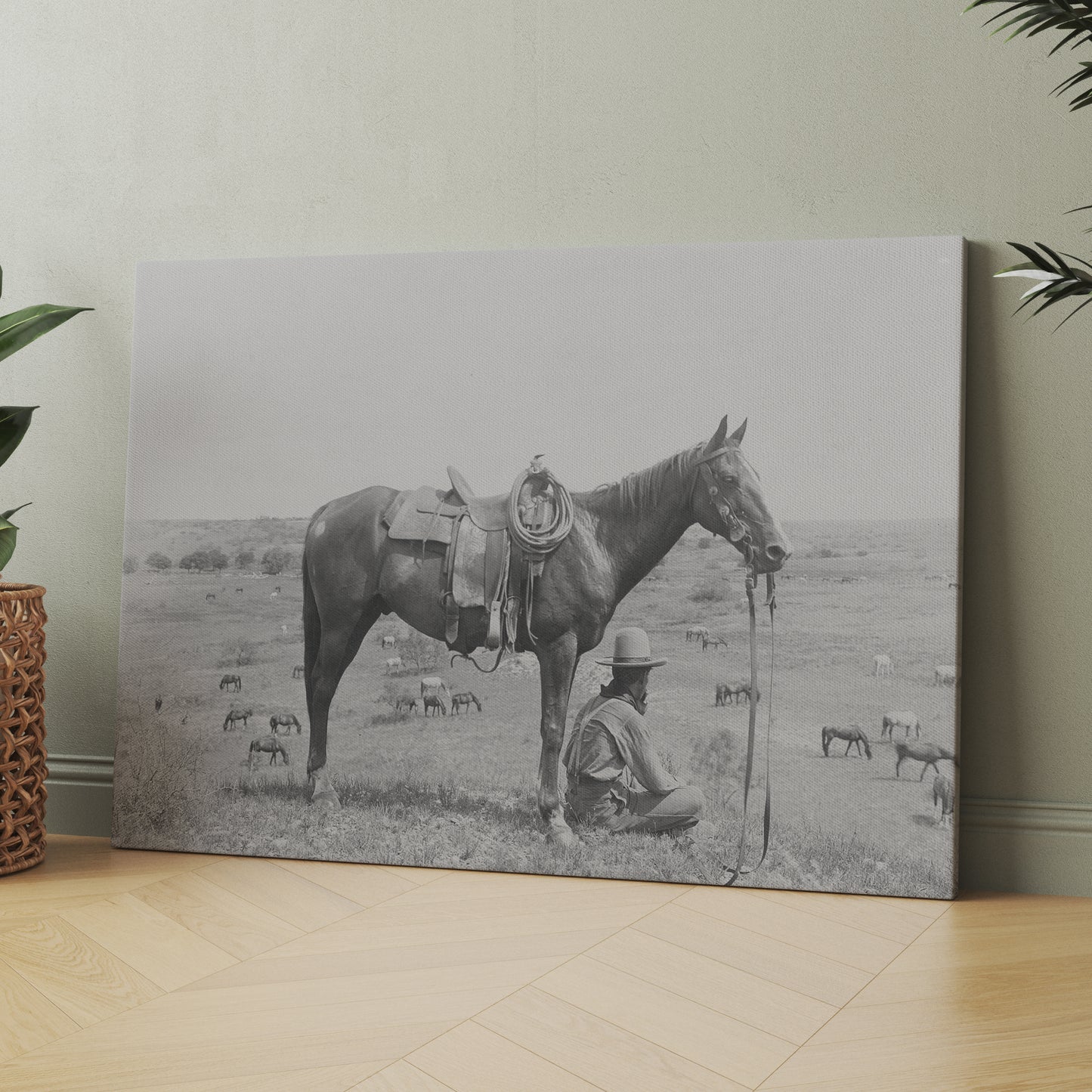 American Texas Cowboy With Horse 1910