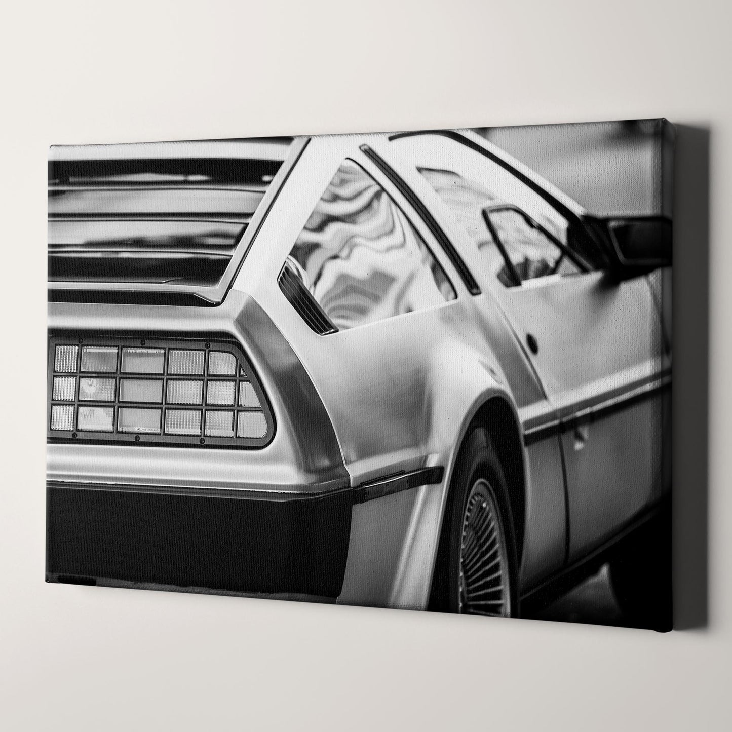 Delorean Time Machine Vintage Black & White Car