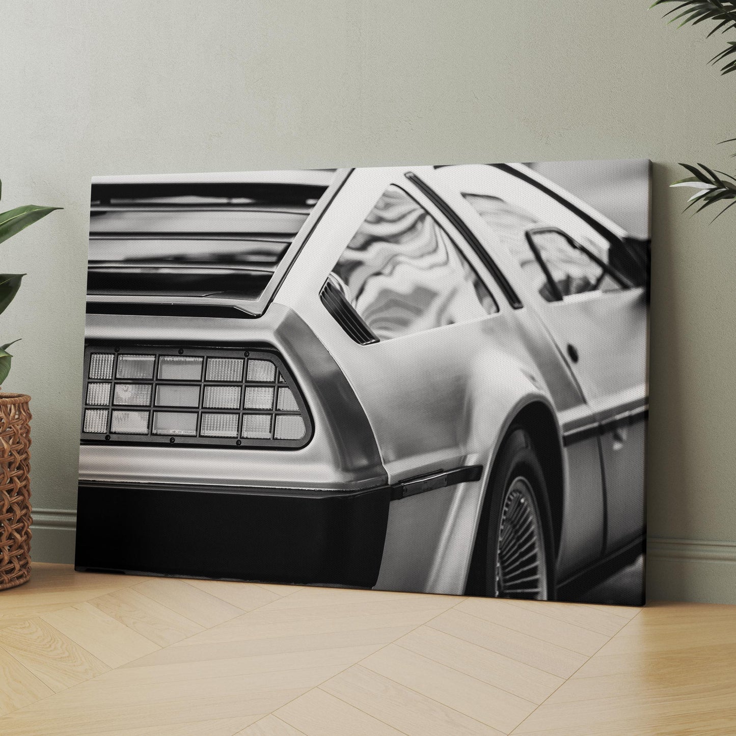 Delorean Time Machine Vintage Black & White Car