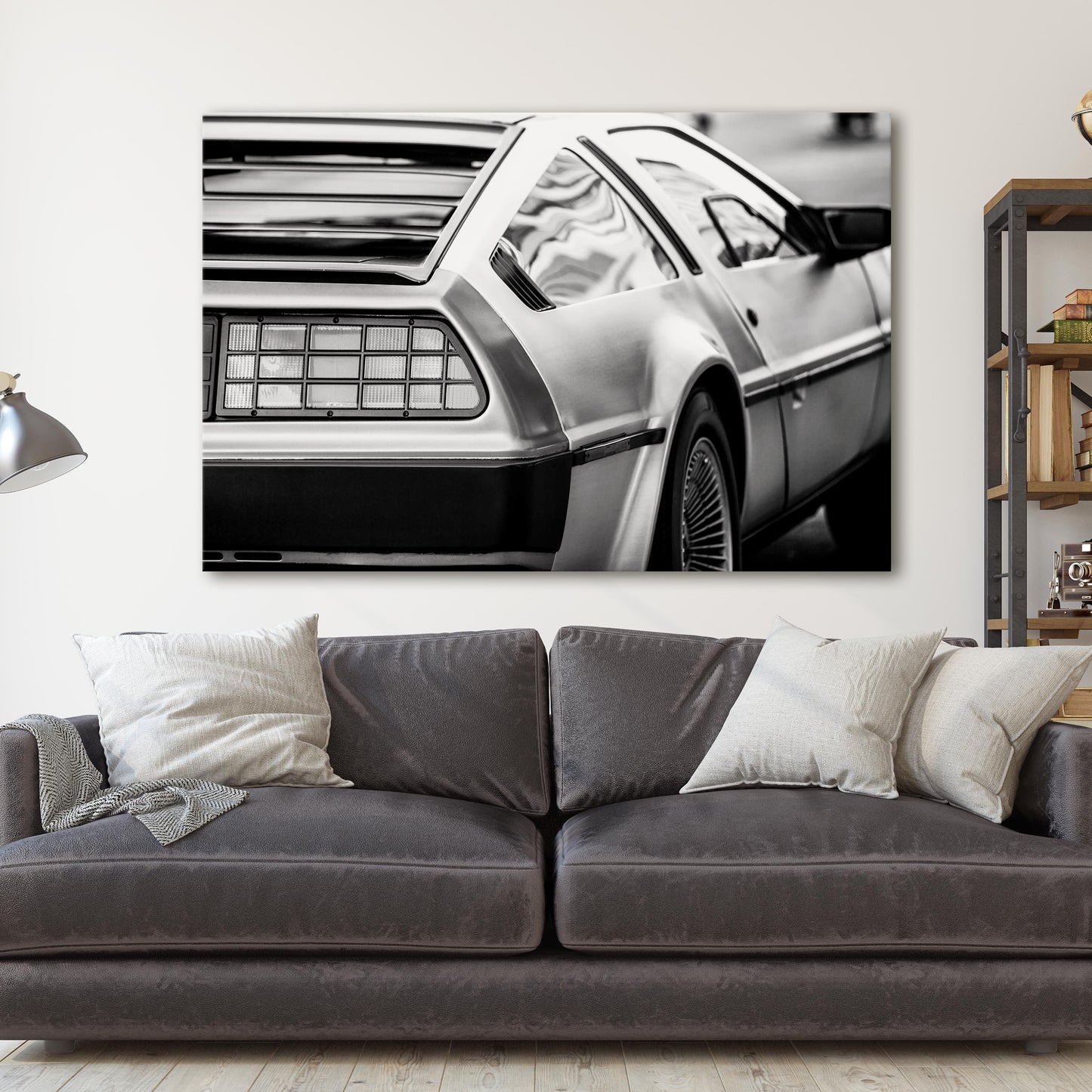 Delorean Time Machine Vintage Black & White Car