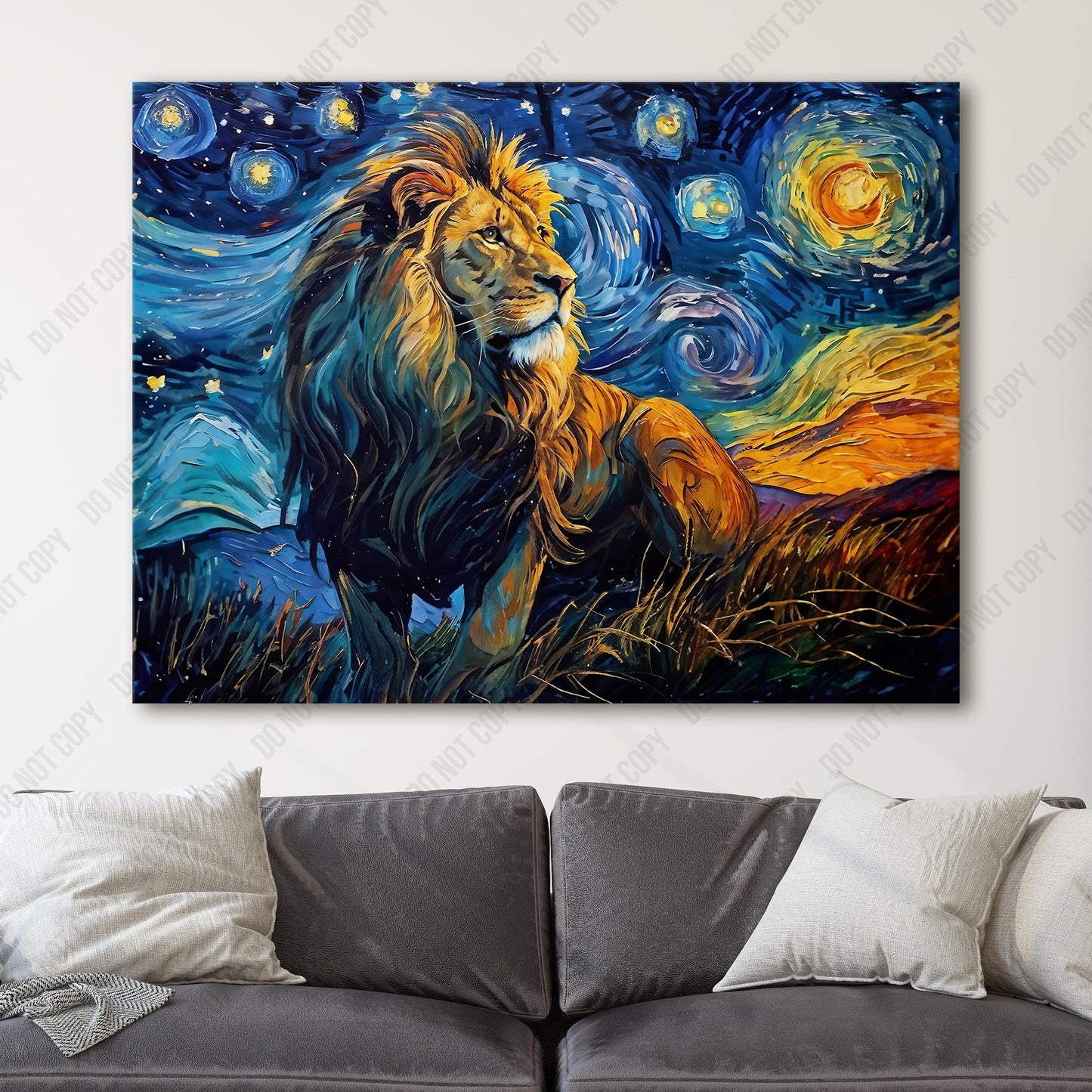 Lion Under a Starry Night Van Gogh