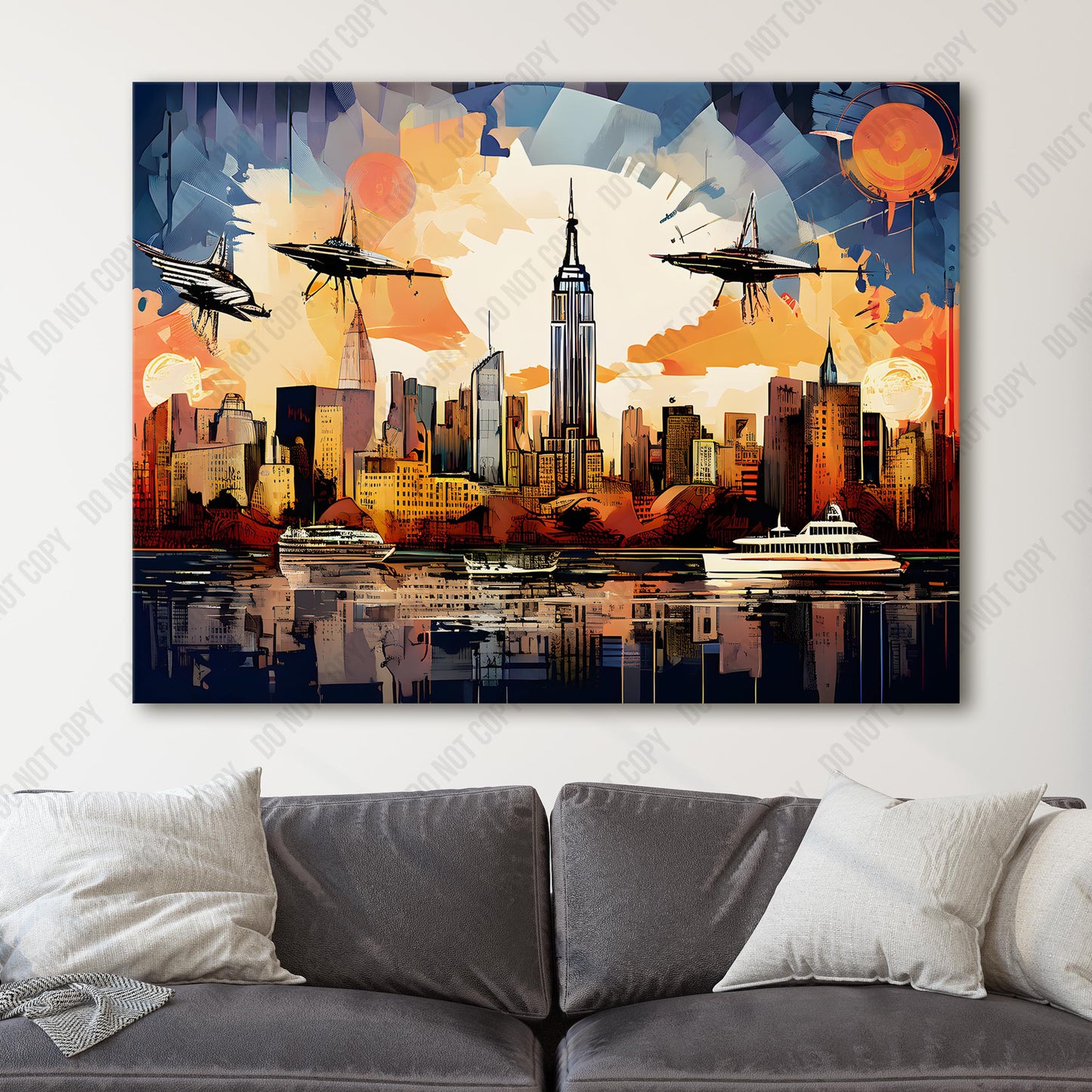 Dadaism Style Manhattan Skyline