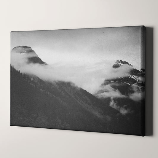 In Glacier National Park, Mountain With Clouds by Ansel Adams