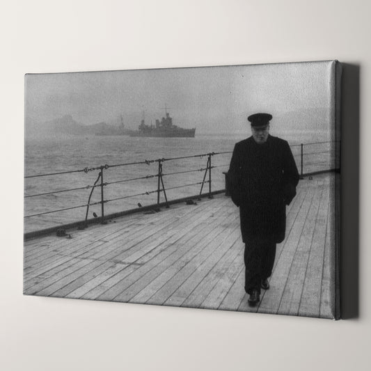 Winston Churchill On Ship Deck