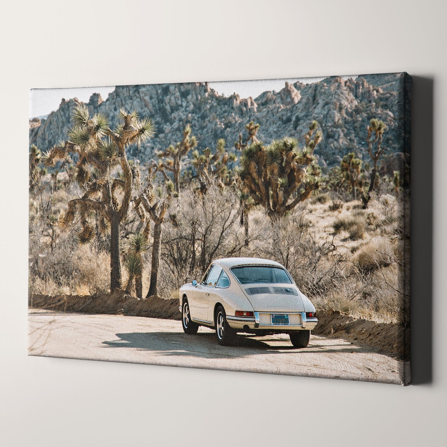 Vintage White Porsche In Desert