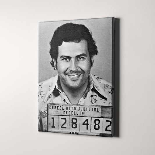 Pablo Escobar Prison Mug Shot Black & White