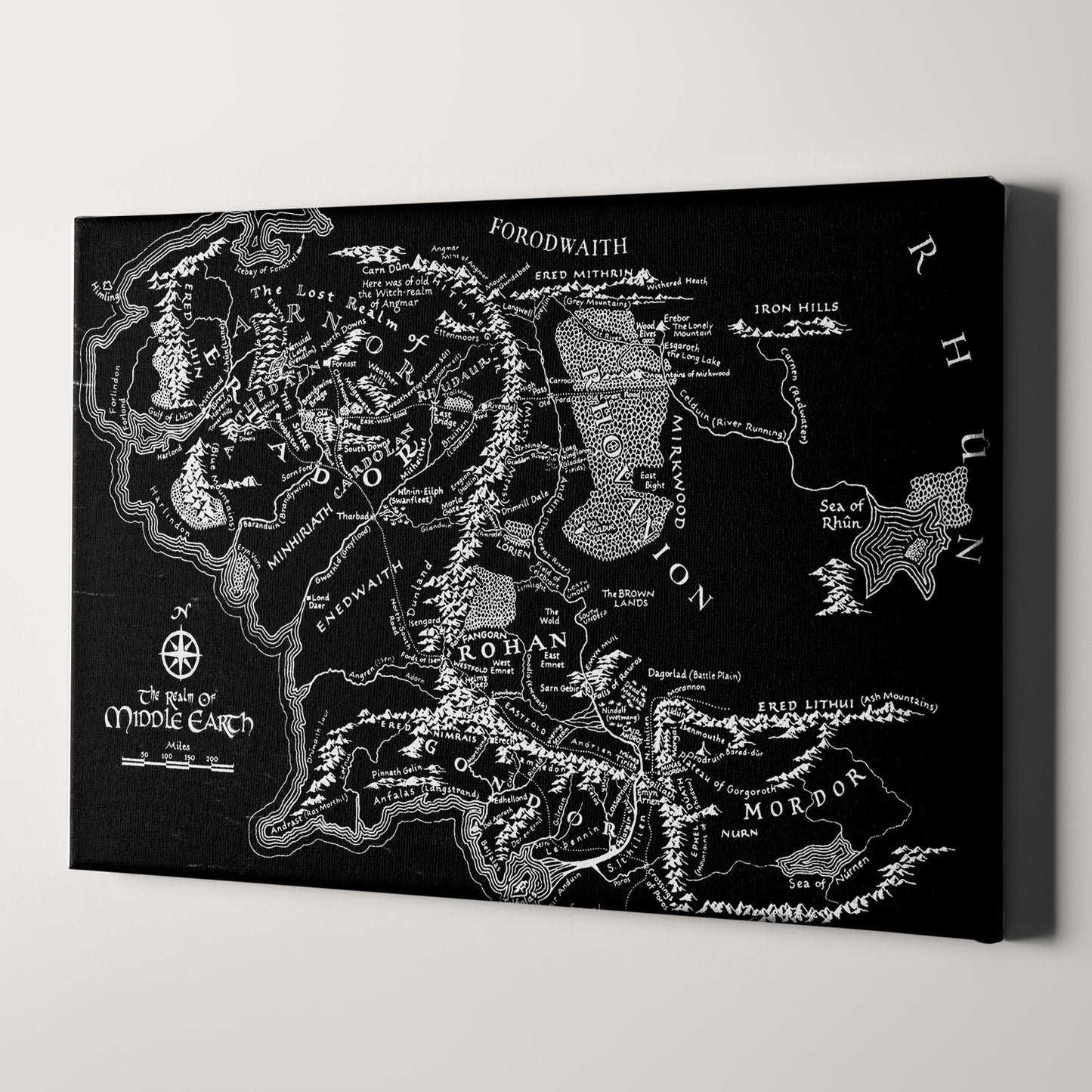 The Lord Of The Rings: Map of Middle Earth In Black