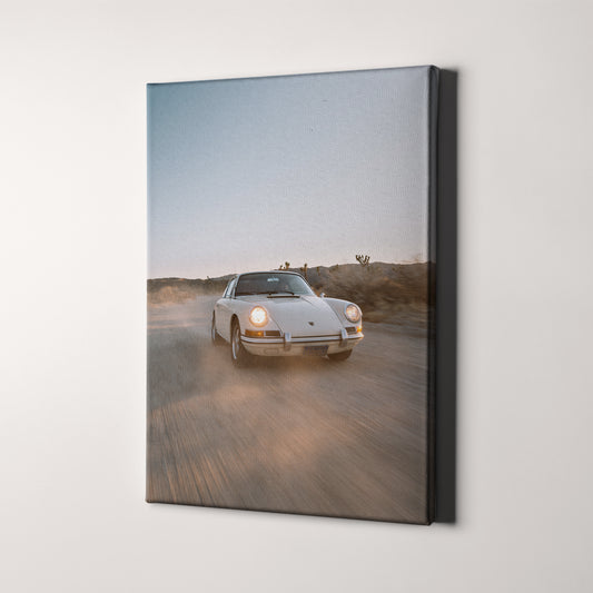 White Porsche 911 In Desert