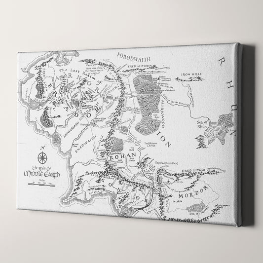 The Lord Of The Rings White Map of Middle Earth